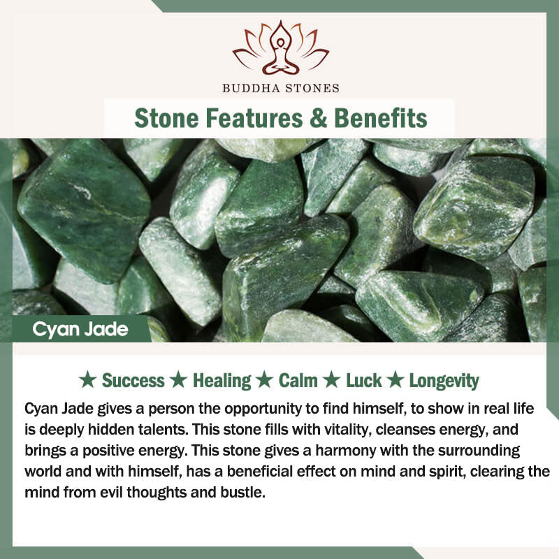 Buddha Stones Cyan Jade Weiß Jade Blume Blatt Harmonie Glück Armband Armreif