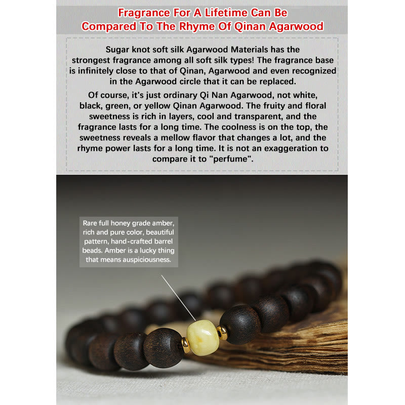 Buddha Stones Seltenes Brunei-Adlerholz-Bernstein-Armband mit Balance, Frieden und Ruhe