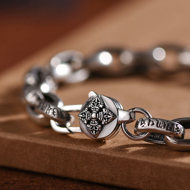Pulsera Buddha Stones de plata de ley 925 con seis palabras verdaderas, sabiduría y calma