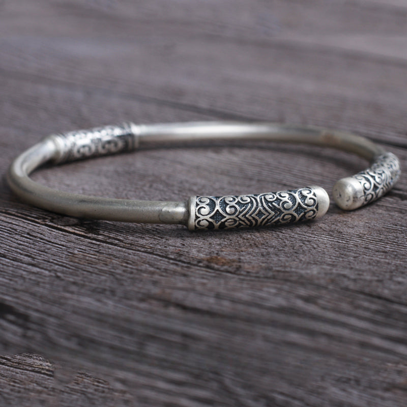 Adjustable 999 Sterling Silver Sun Wukong Couple Bracelet with Tightening Spell Design - Touch Bling