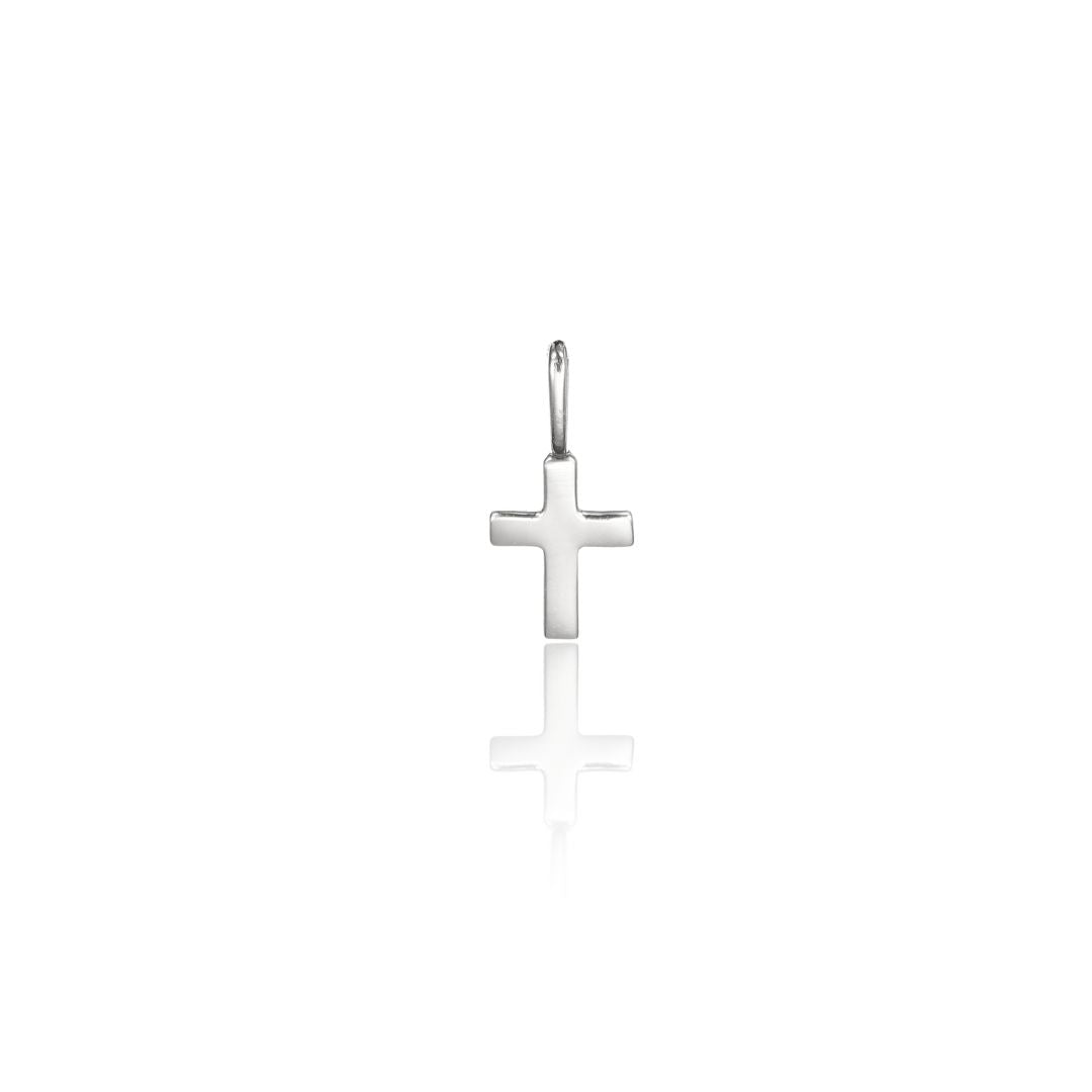Massiver Weißgold-Charm mit kleinem Kreuz