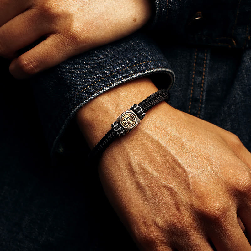 Buddha Stones 925 Sterling Silber Perfekter Knoten King Kong Knoten Glaube Stärke Armband