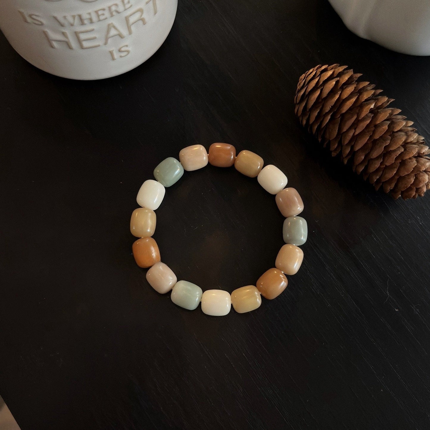 Rice Cake Milk Coffee Series Bodhi Bead Bracelet - Touch Bling