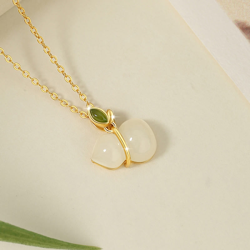 Colgante de calabaza de jade hetiano con piedras de Buda en plata de ley 925