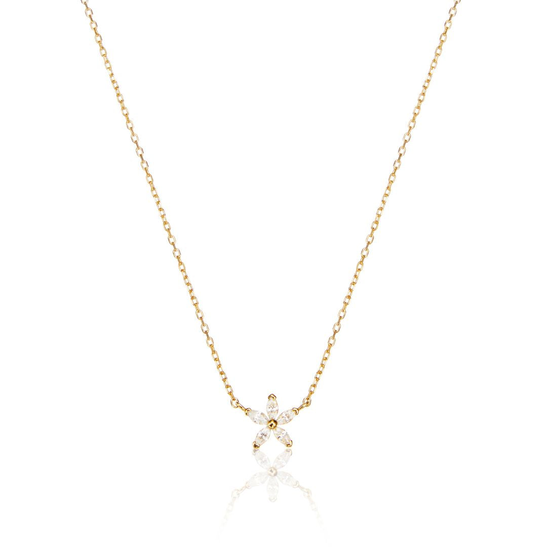 Collar de flores estilo diamante dorado