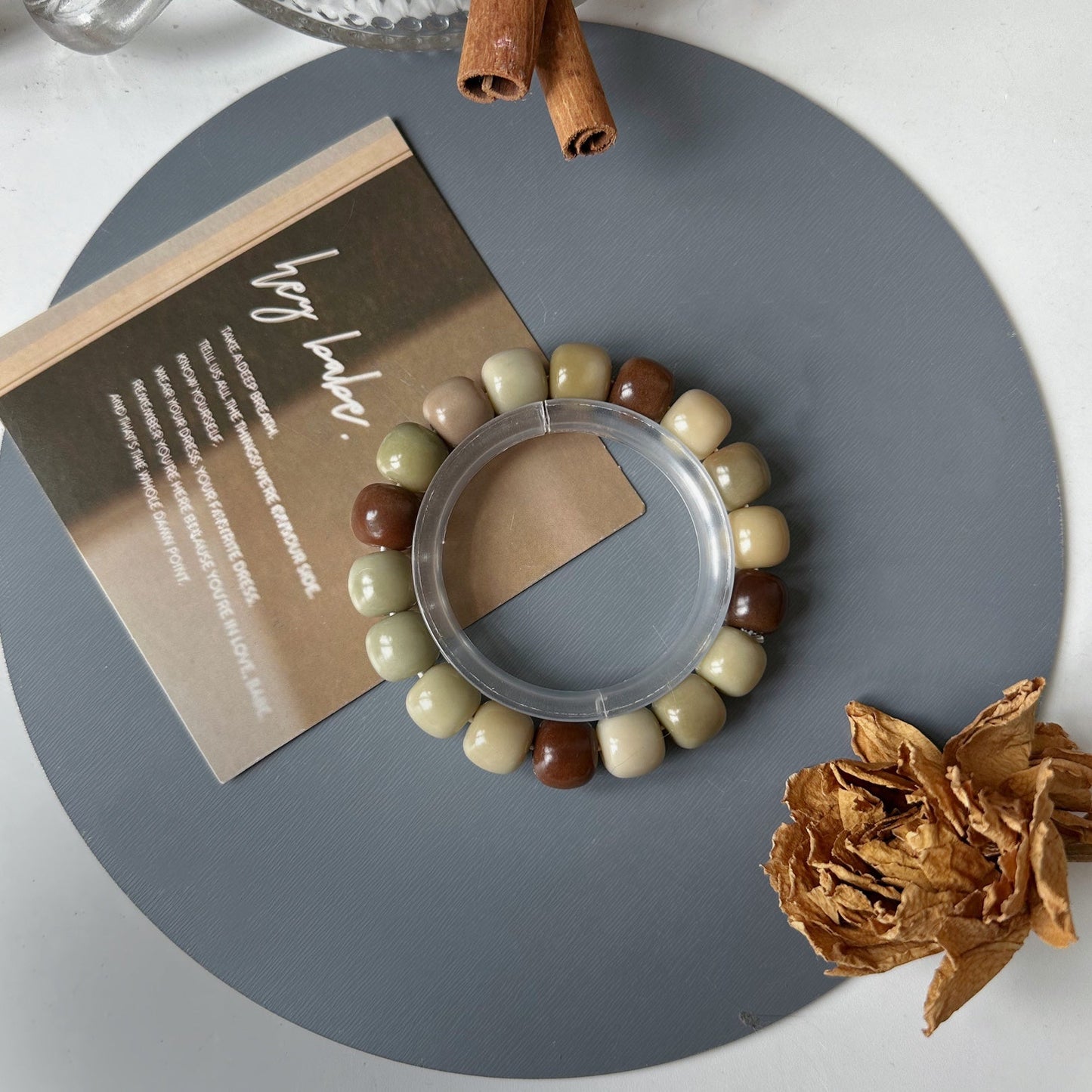 Milk Coffee Color Multicolored Bodhi Bracelet 12mm (Multiple Colors Available)