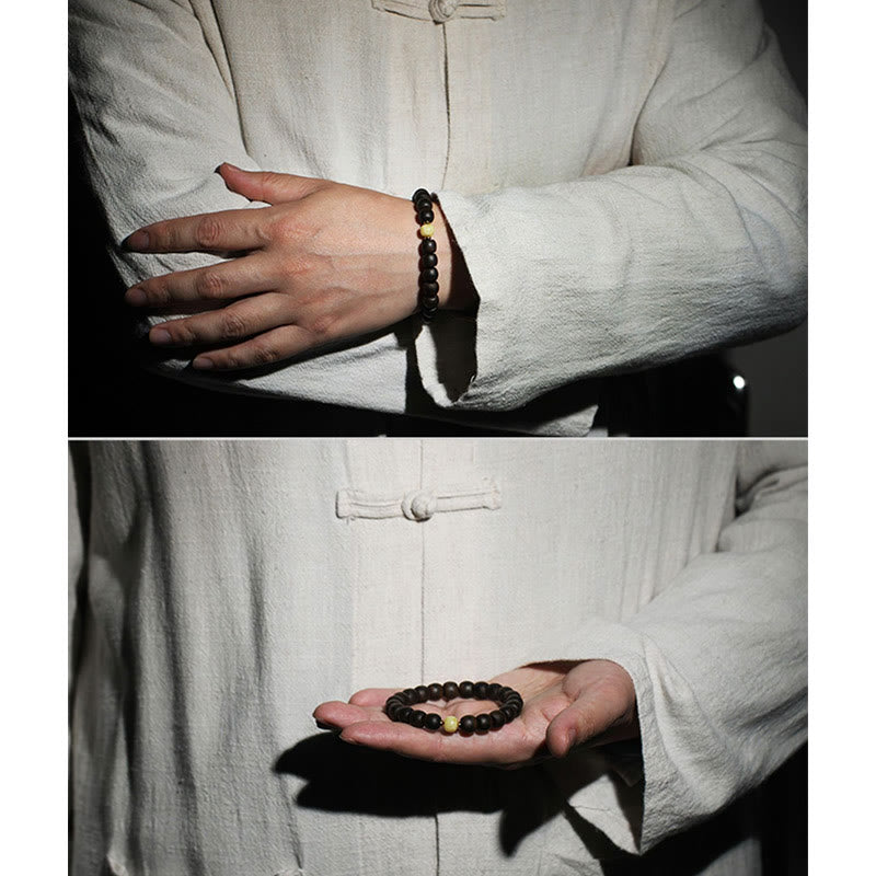 Buddha Stones Seltenes Brunei-Adlerholz-Bernstein-Armband mit Balance, Frieden und Ruhe