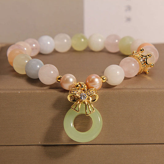 Pulsera de jade con hebilla de paz y morganita de Buddha Stones