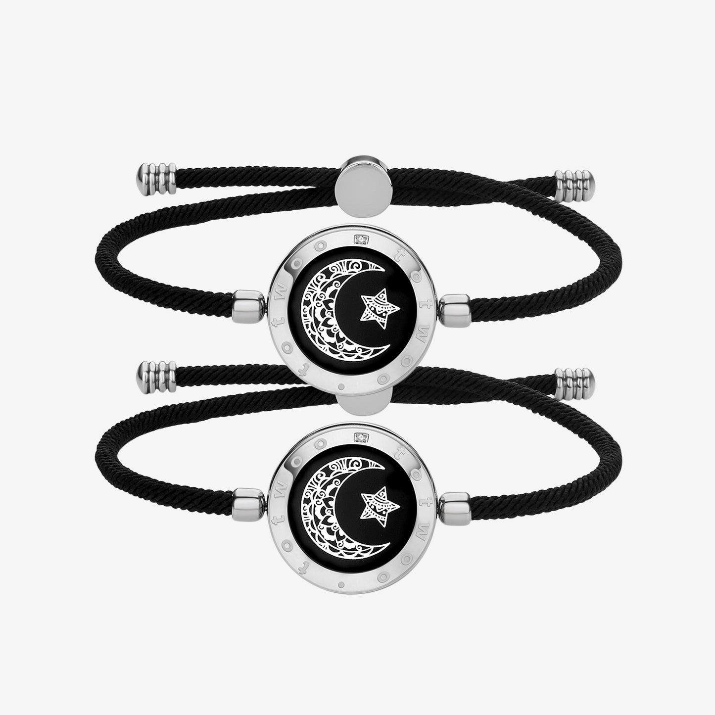 Moon&Star Touch Bracelets with Milan Rope(Black+Black) - Touch Bling