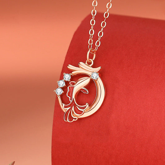 Pulsera con colgante de plata de ley 925 con piedras de Buda y el símbolo del Año del Dragón, pez koi, Fu