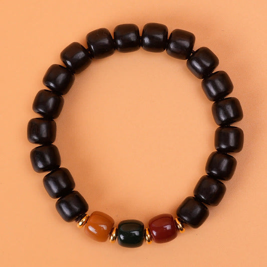 Pulsera de equilibrio de paz con piedras de Buda, madera de ébano y palisandro