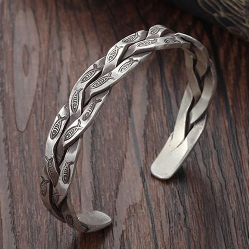 Buddha Steine Koi Fisch Twisted Design Glück Reichtum Manschette Armband Armreif