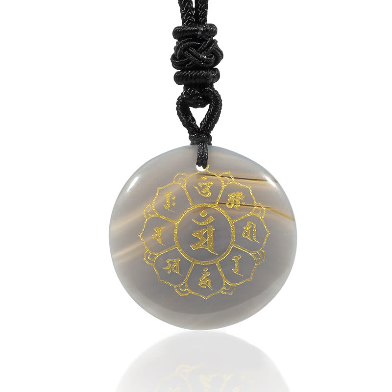 Collar con colgante de obsidiana negra con piedras de Buda Om Mani Padme Hum, cristales naturales variados, fuerza