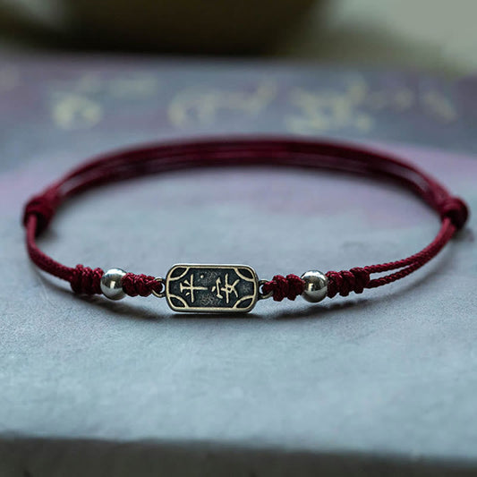 Buddha Stones Handgefertigtes 925 Sterling Silber Frieden und Freude Sicherer Brunnenschutz Geflochtenes Armband