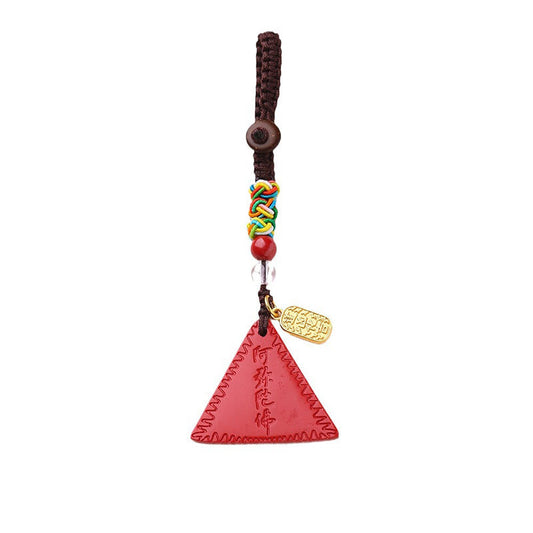 Buddha-Steine Zinnober Dreieck Muster Talisman halten böse Geister Schlüsselanhänger