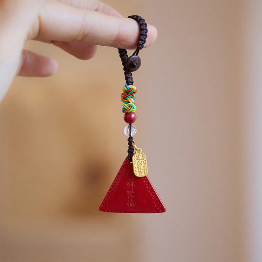 Buddha-Steine Zinnober Dreieck Muster Talisman halten böse Geister Schlüsselanhänger
