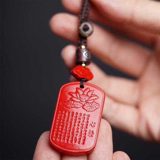 Buddha Steine Natürliche Zinnober Herz Sutra Segen Schlüsselanhänger