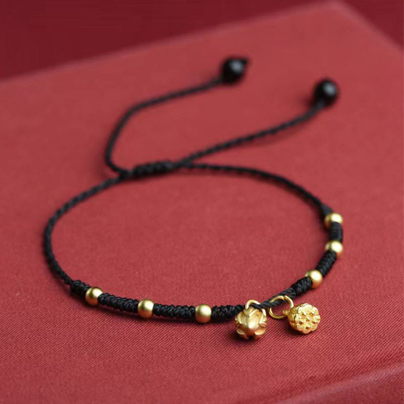 Tobillera de cuerda con amuleto de vaina de loto y piedras de Buda