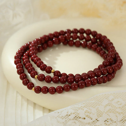 Tobillera con cuentas de cinabrio de plata de ley 925 y piedras de Buda