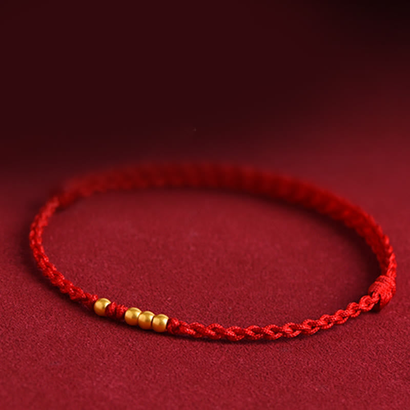 Pulsera trenzada de protección para parejas con cuentas de oro 999 y piedras de Buda