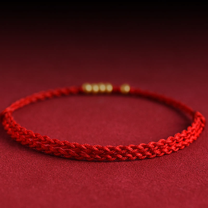 Pulsera trenzada de protección para parejas con cuentas de oro 999 y piedras de Buda