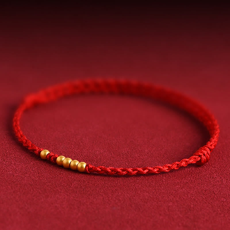 Pulsera trenzada de protección para parejas con cuentas de oro 999 y piedras de Buda