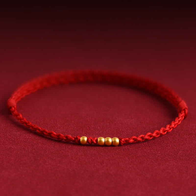 Pulsera trenzada de protección para parejas con cuentas de oro 999 y piedras de Buda