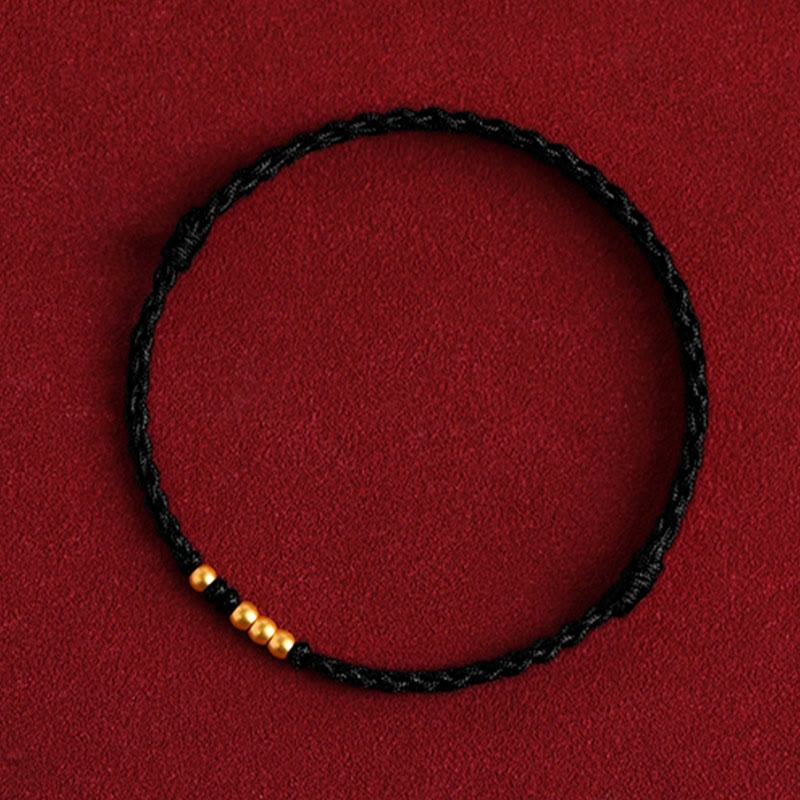 Pulsera trenzada de protección para parejas con cuentas de oro 999 y piedras de Buda