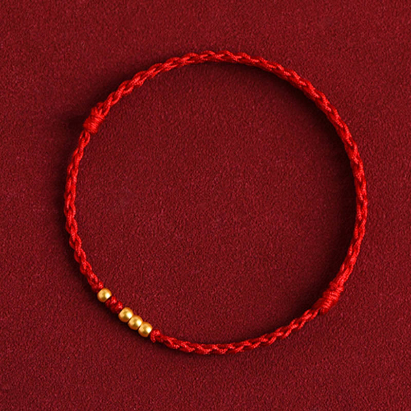 Pulsera trenzada de protección para parejas con cuentas de oro 999 y piedras de Buda