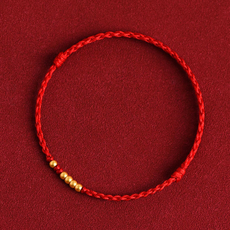 Pulsera trenzada de protección para parejas con cuentas de oro 999 y piedras de Buda