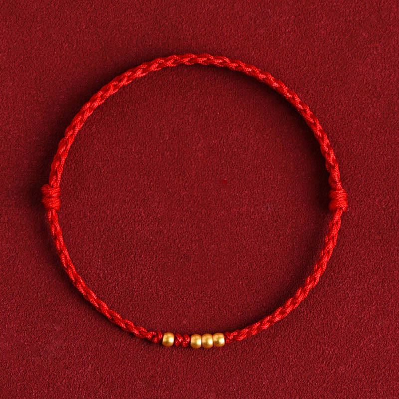 Pulsera trenzada de protección para parejas con cuentas de oro 999 y piedras de Buda