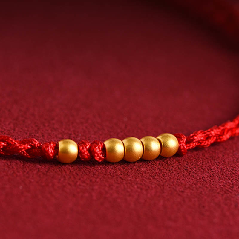 Pulsera trenzada de protección para parejas con cuentas de oro 999 y piedras de Buda