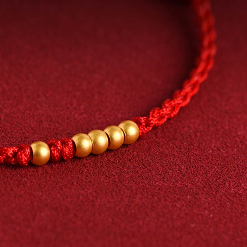 Pulsera trenzada de protección para parejas con cuentas de oro 999 y piedras de Buda