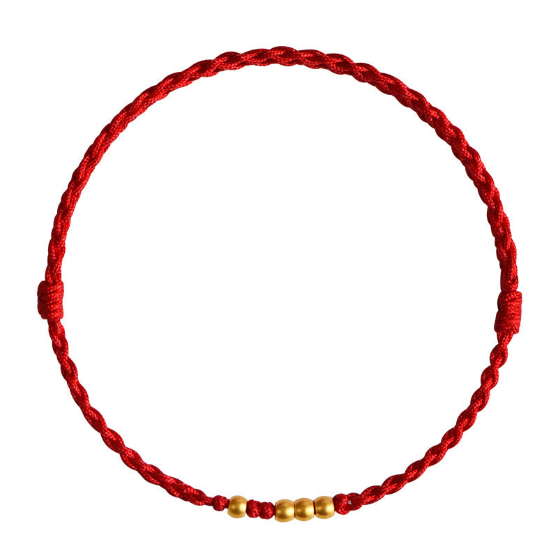 Pulsera trenzada de protección para parejas con cuentas de oro 999 y piedras de Buda