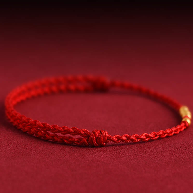 Pulsera trenzada de protección para parejas con cuentas de oro 999 y piedras de Buda