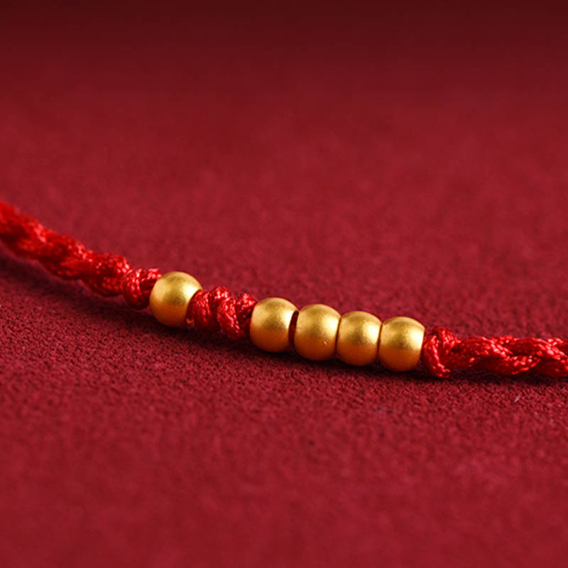 Pulsera trenzada de protección para parejas con cuentas de oro 999 y piedras de Buda