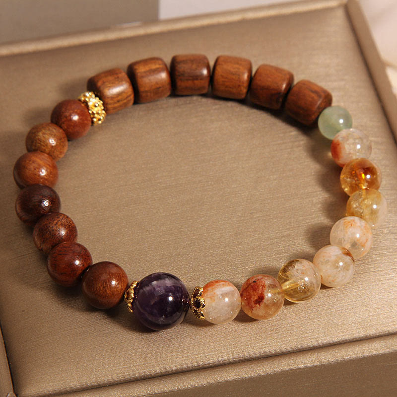 Pulsera de protección con piedras de Buda, sándalo, palisandro y citrino