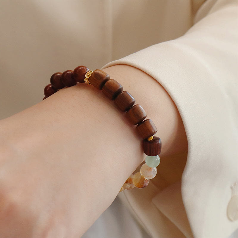 Pulsera de protección con piedras de Buda, sándalo, palisandro y citrino