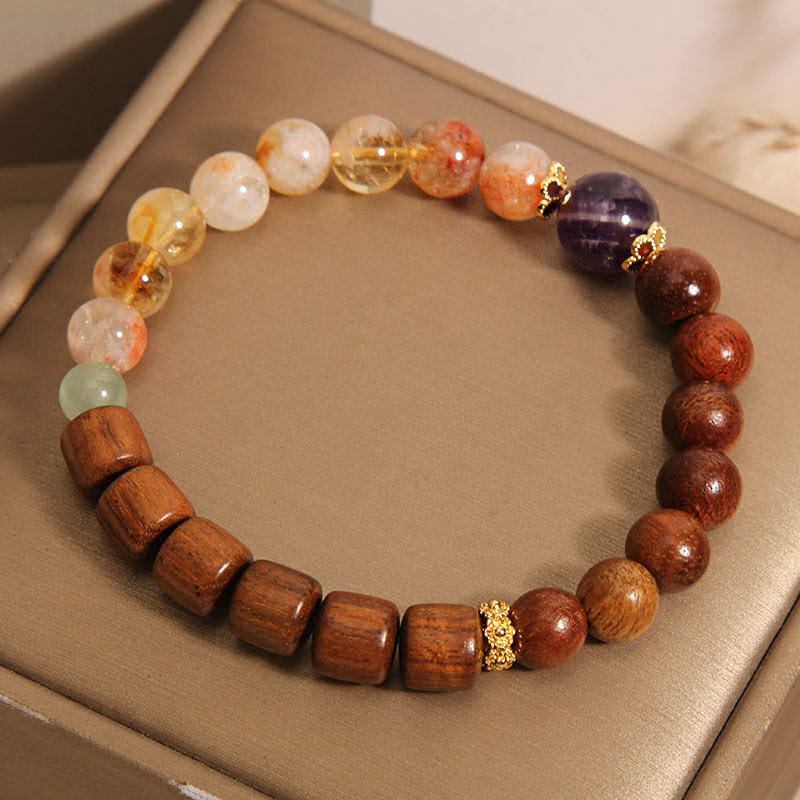 Pulsera de protección con piedras de Buda, sándalo, palisandro y citrino