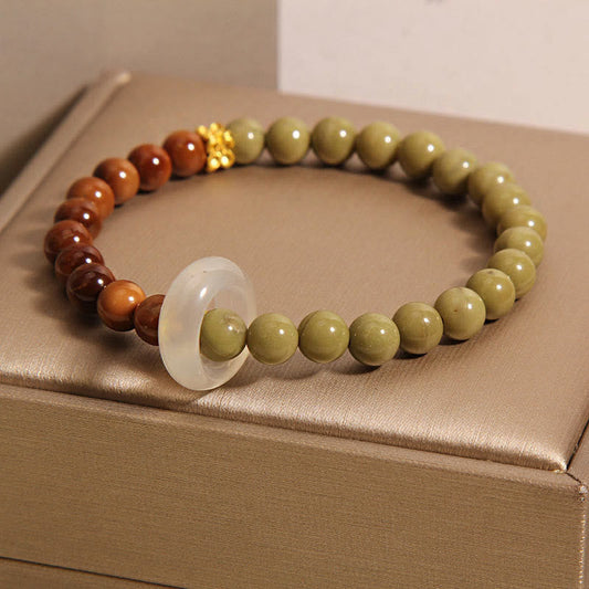Pulsera de semillas de kuka y ágata Alashan natural de Buddha Stones