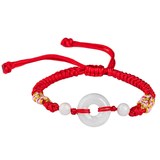 Pulsera de hilo rojo de jade y piedras de Buda para la suerte y la abundancia