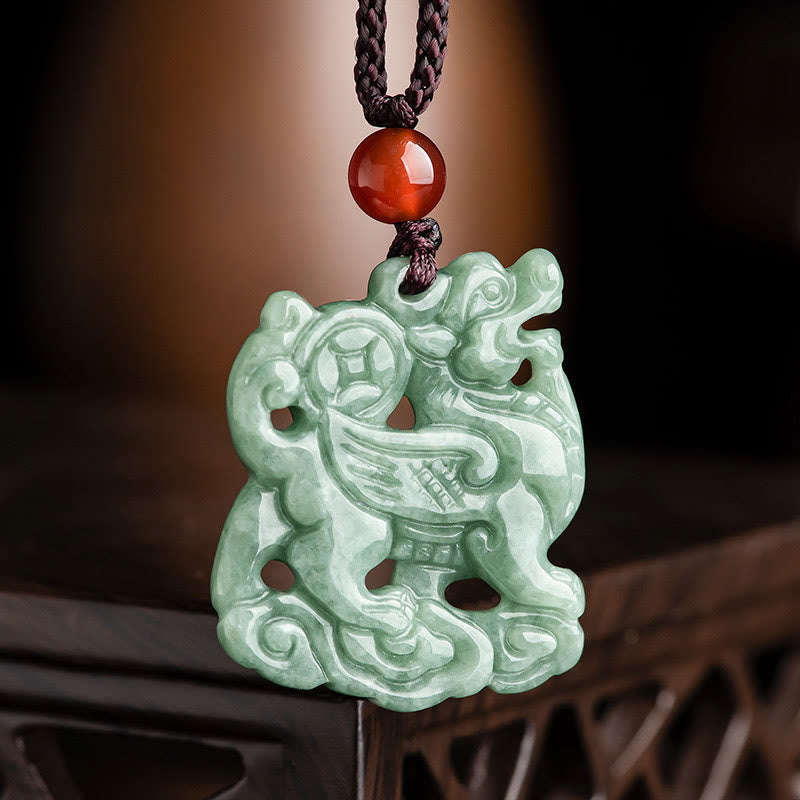 Buddha Stones Jade PiXiu Reichtum Glück String Halskette Anhänger