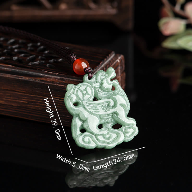 Buddha Stones Jade PiXiu Reichtum Glück String Halskette Anhänger