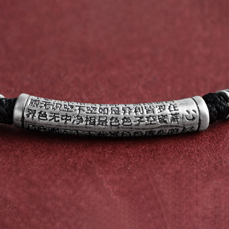 Collar con colgante de plata de ley 999 con seis palabras verdaderas del Sutra del Corazón y piedras de Buda