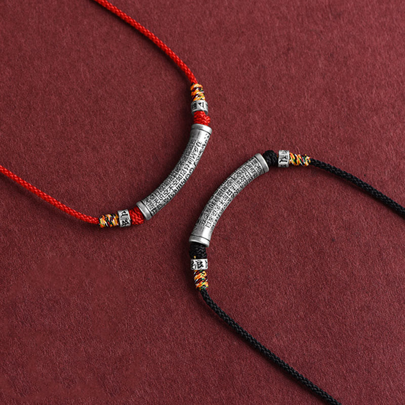 Collar con colgante de plata de ley 999 con seis palabras verdaderas del Sutra del Corazón y piedras de Buda