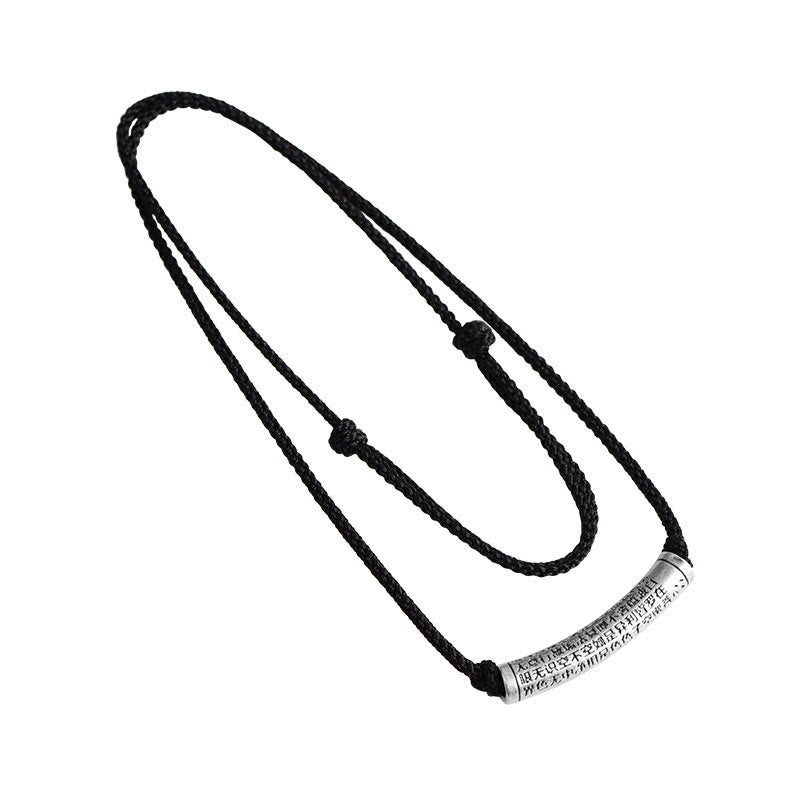Collar con colgante de plata de ley 999 con seis palabras verdaderas del Sutra del Corazón y piedras de Buda