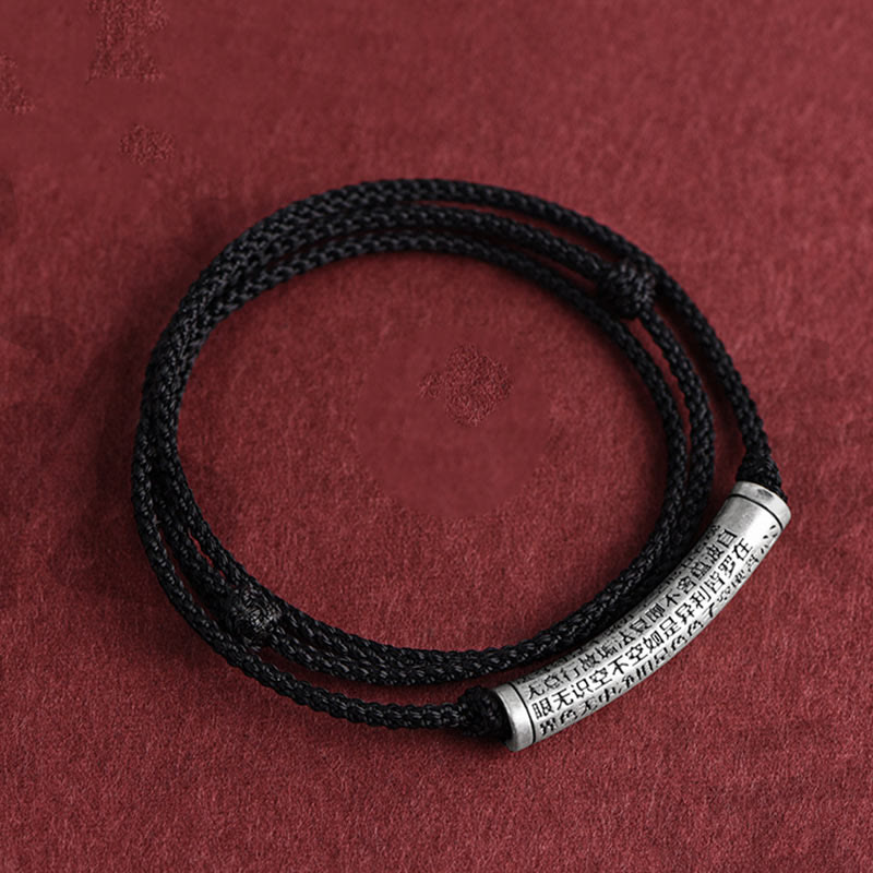 Collar con colgante de plata de ley 999 con seis palabras verdaderas del Sutra del Corazón y piedras de Buda