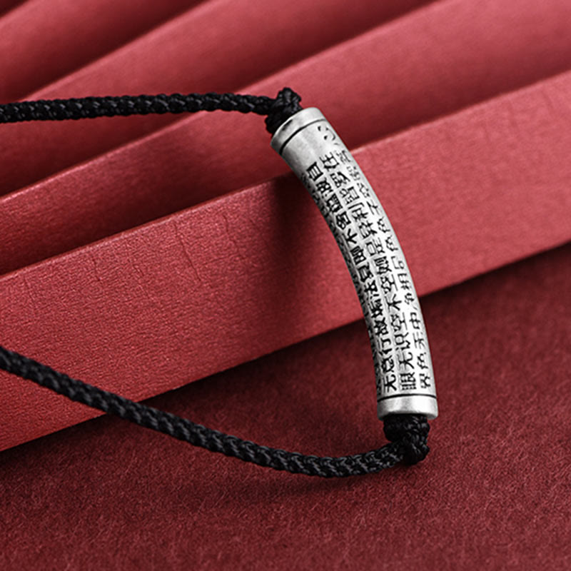 Collar con colgante de plata de ley 999 con seis palabras verdaderas del Sutra del Corazón y piedras de Buda