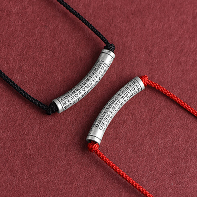 Collar con colgante de plata de ley 999 con seis palabras verdaderas del Sutra del Corazón y piedras de Buda
