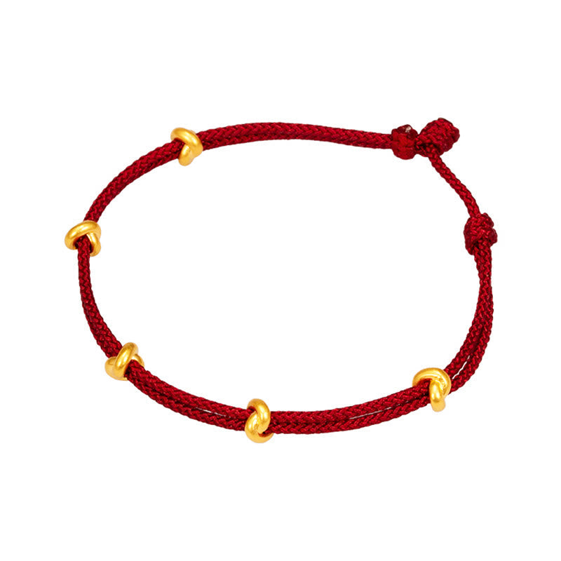Buddha Stones 999 Gold Wish Knot Design Handmade Luck Braided Rope Bracelet